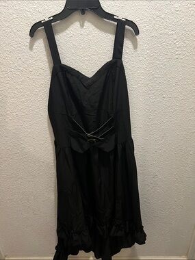 Strappy Black Midi Dress with Waist Bow